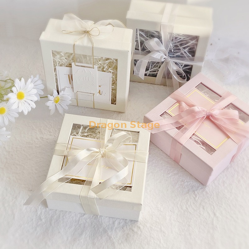 Cajas de regalo de cartón con ventana transparente y tapa